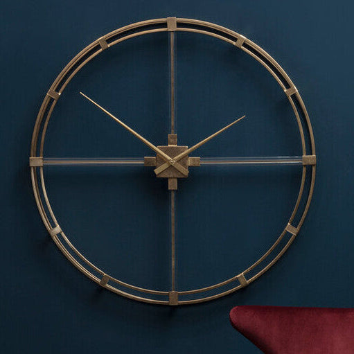 110cm Dia Gold Finish Metal Wall Clock | Beauly