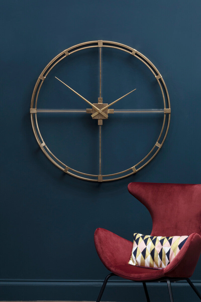110cm Dia Gold Finish Metal Wall Clock | Beauly