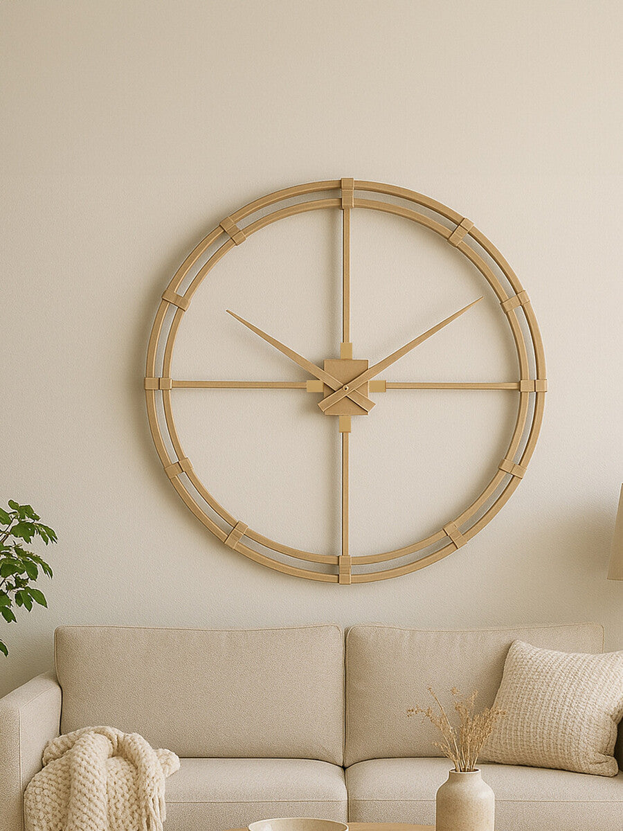 110cm Dia Gold Finish Metal Wall Clock | Beauly