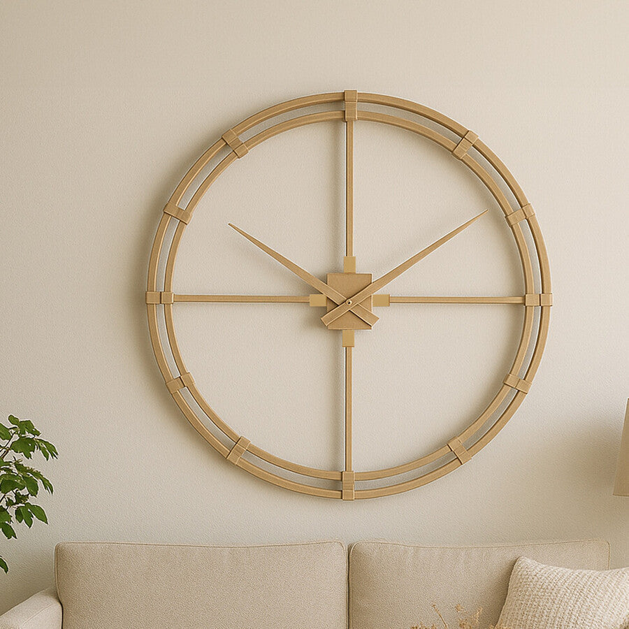 110cm Dia Gold Finish Metal Wall Clock | Beauly