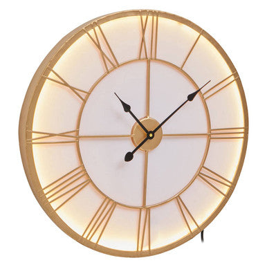 60cm Dia Small Gold and White LED Wall Clock | Genova