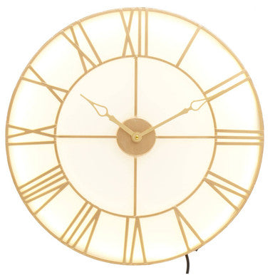 60cm Dia Small Gold and White LED Wall Clock | Genova
