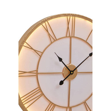 60cm Dia Small Gold and White LED Wall Clock | Genova