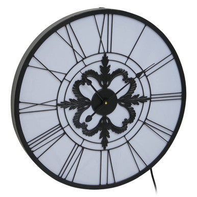 60cm Dia Black and White LED Wall Clock | Genova
