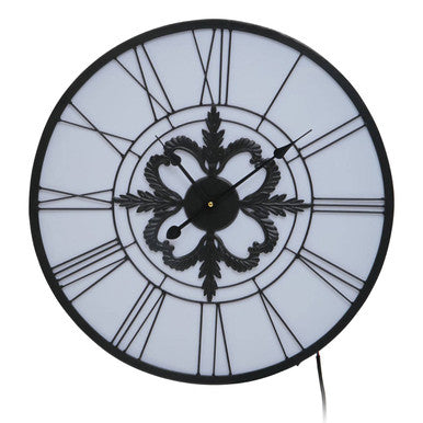60cm Dia Black and White LED Wall Clock | Genova