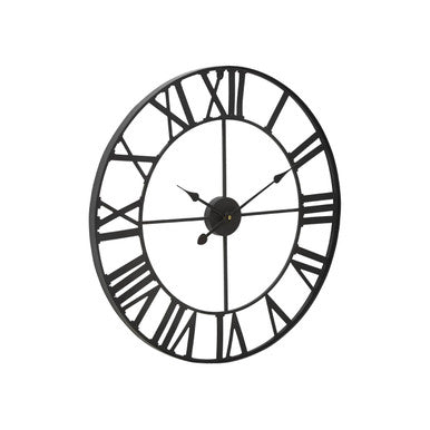 60cm Dia Black Metal Wall Clock | Genova