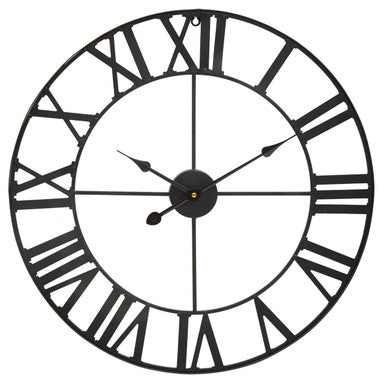 60cm Dia Black Metal Wall Clock | Genova