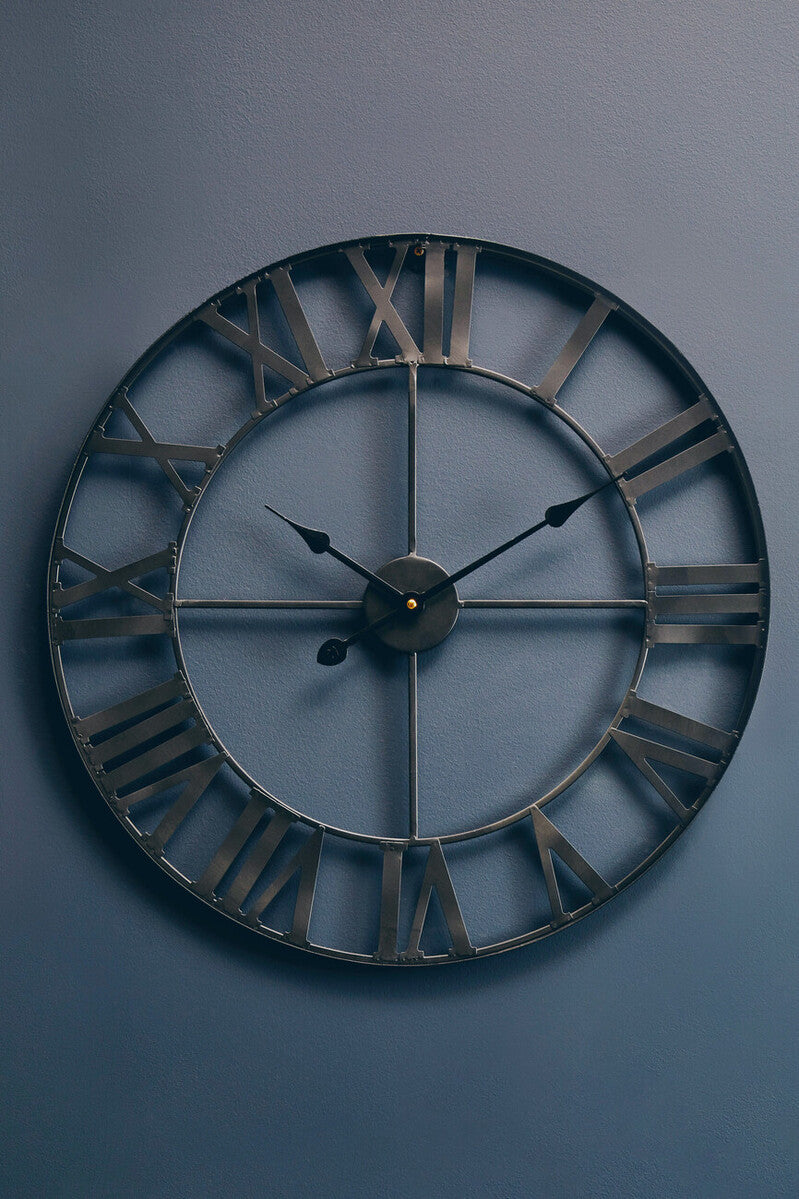 60cm Dia Black Metal Wall Clock | Genova