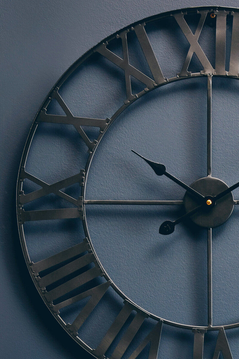 60cm Dia Black Metal Wall Clock | Genova