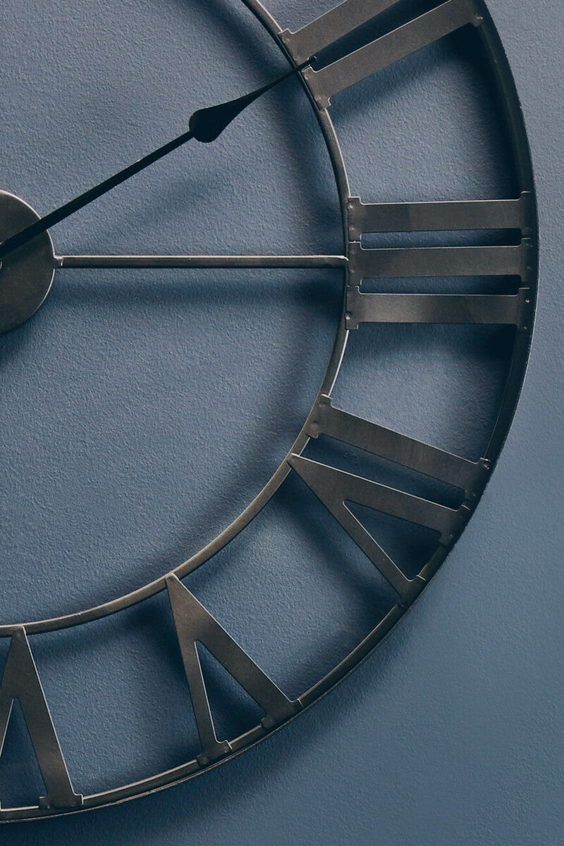 60cm Dia Black Metal Wall Clock | Genova