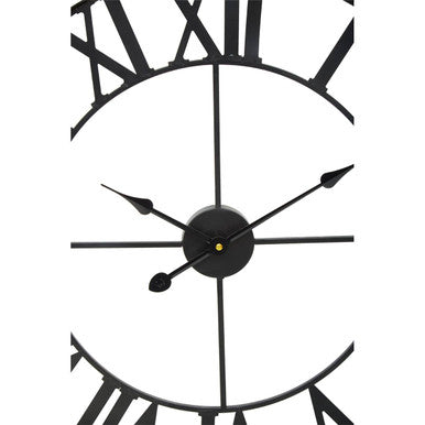 60cm Dia Black Metal Wall Clock | Genova