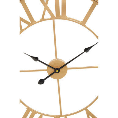 60cm Dia Large Gold Metal Wall Clock | Genova