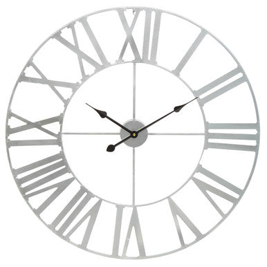 80cm Dia Silver Metal Wall Clock | Genova