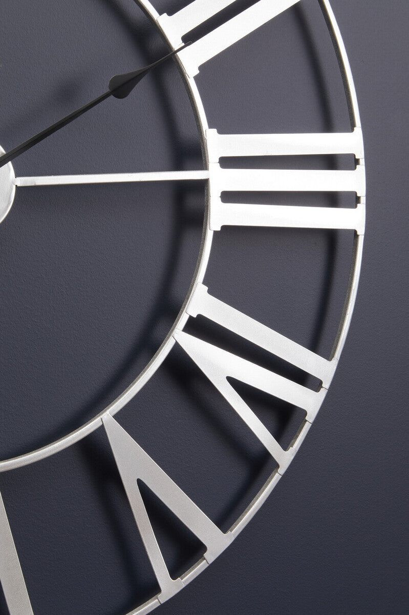 80cm Dia Silver Metal Wall Clock | Genova