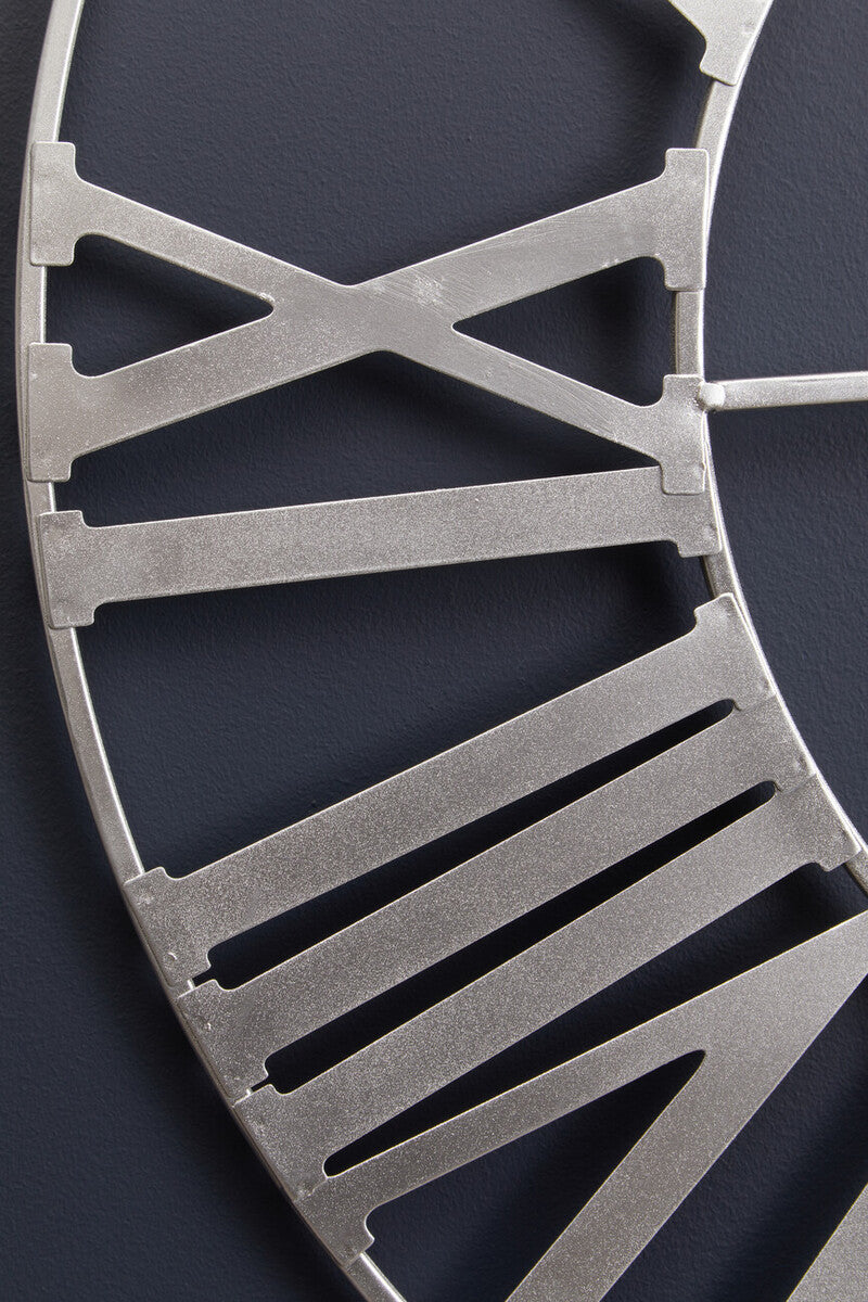 80cm Dia Silver Metal Wall Clock | Genova