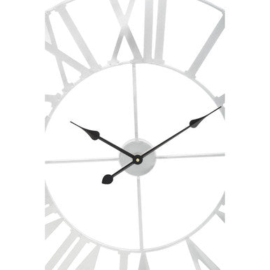80cm Dia Silver Metal Wall Clock | Genova
