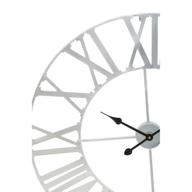 80cm Dia Silver Metal Wall Clock | Genova