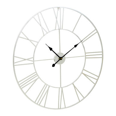 80cm Dia Silver Metal Roman Numeral Wall Clock | Genova