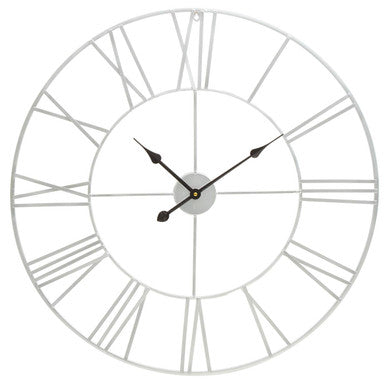 80cm Dia Silver Metal Roman Numeral Wall Clock | Genova