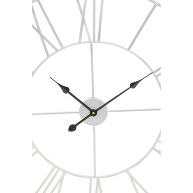 80cm Dia Silver Metal Roman Numeral Wall Clock | Genova