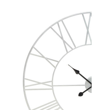 80cm Dia Silver Metal Roman Numeral Wall Clock | Genova