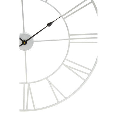 80cm Dia Silver Metal Roman Numeral Wall Clock | Genova