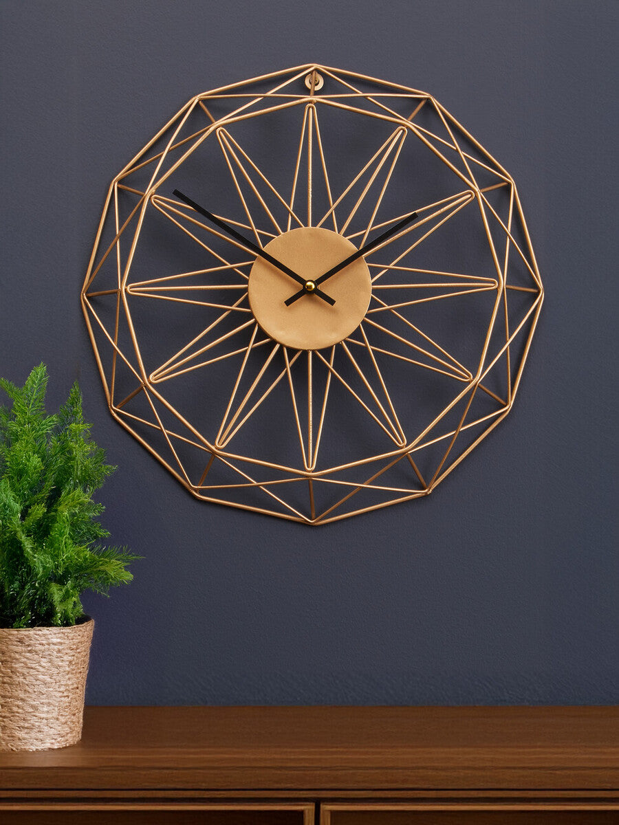 40cm Dia Small Gold Metal Wall Clock | Genova
