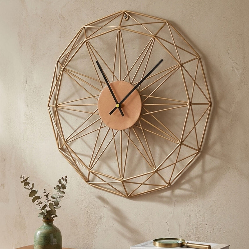 40cm Dia Small Gold Metal Wall Clock | Genova