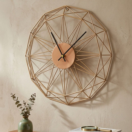 40cm Dia Small Gold Metal Wall Clock | Genova
