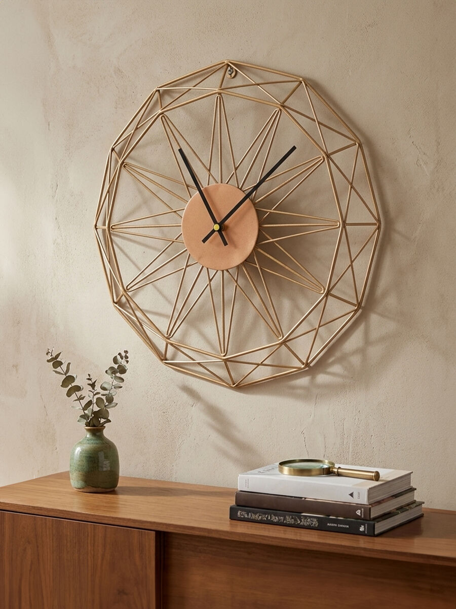 40cm Dia Small Gold Metal Wall Clock | Genova