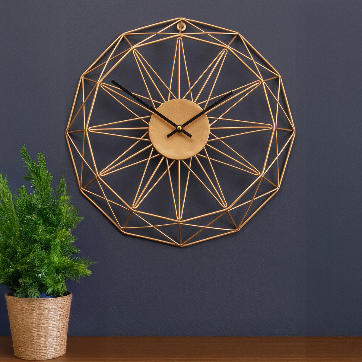 40cm Dia Small Gold Metal Wall Clock | Genova