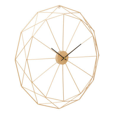 60cm Dia Geometric Gold Metal Wall Clock | Genova
