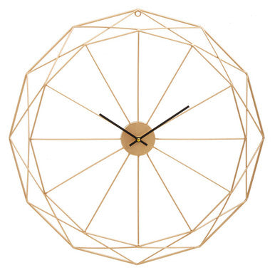 60cm Dia Geometric Gold Metal Wall Clock | Genova