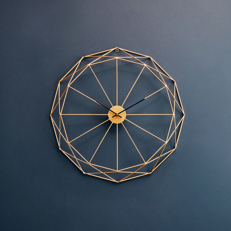60cm Dia Geometric Gold Metal Wall Clock | Genova