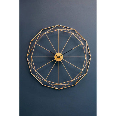 60cm Dia Geometric Gold Metal Wall Clock | Genova