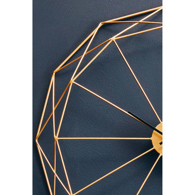 60cm Dia Geometric Gold Metal Wall Clock | Genova