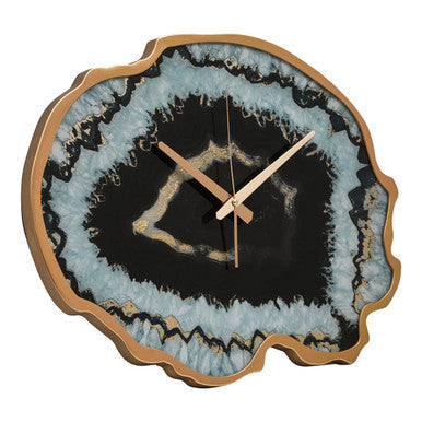 Black and Gold Agate Effect Wall Clock | Celina