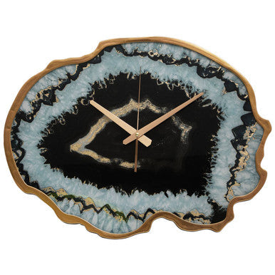Black and Gold Agate Effect Wall Clock | Celina