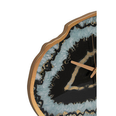 Black and Gold Agate Effect Wall Clock | Celina