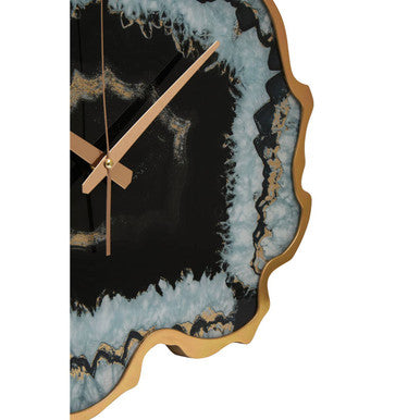 Black and Gold Agate Effect Wall Clock | Celina