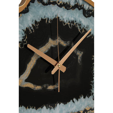 Black and Gold Agate Effect Wall Clock | Celina