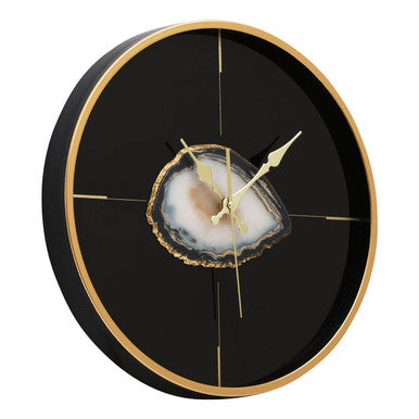 Black and Gold Round Wall Clock | Celina
