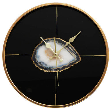 Black and Gold Round Wall Clock | Celina