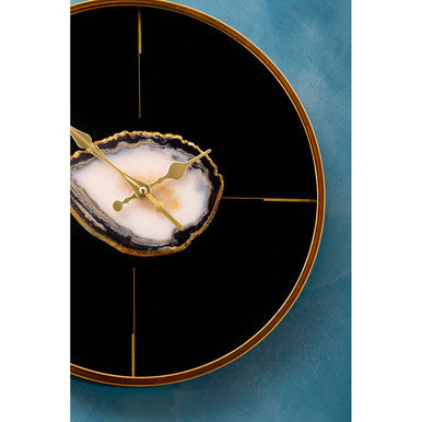 Black and Gold Round Wall Clock | Celina