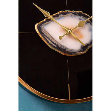 Black and Gold Round Wall Clock | Celina
