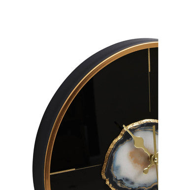 Black and Gold Round Wall Clock | Celina