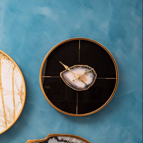 Black and Gold Round Wall Clock | Celina