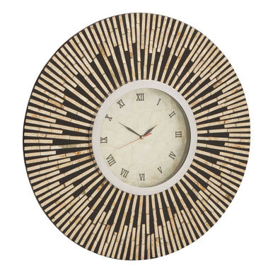 75cm Dia Black and Natural Shell Wall Clock | Palu