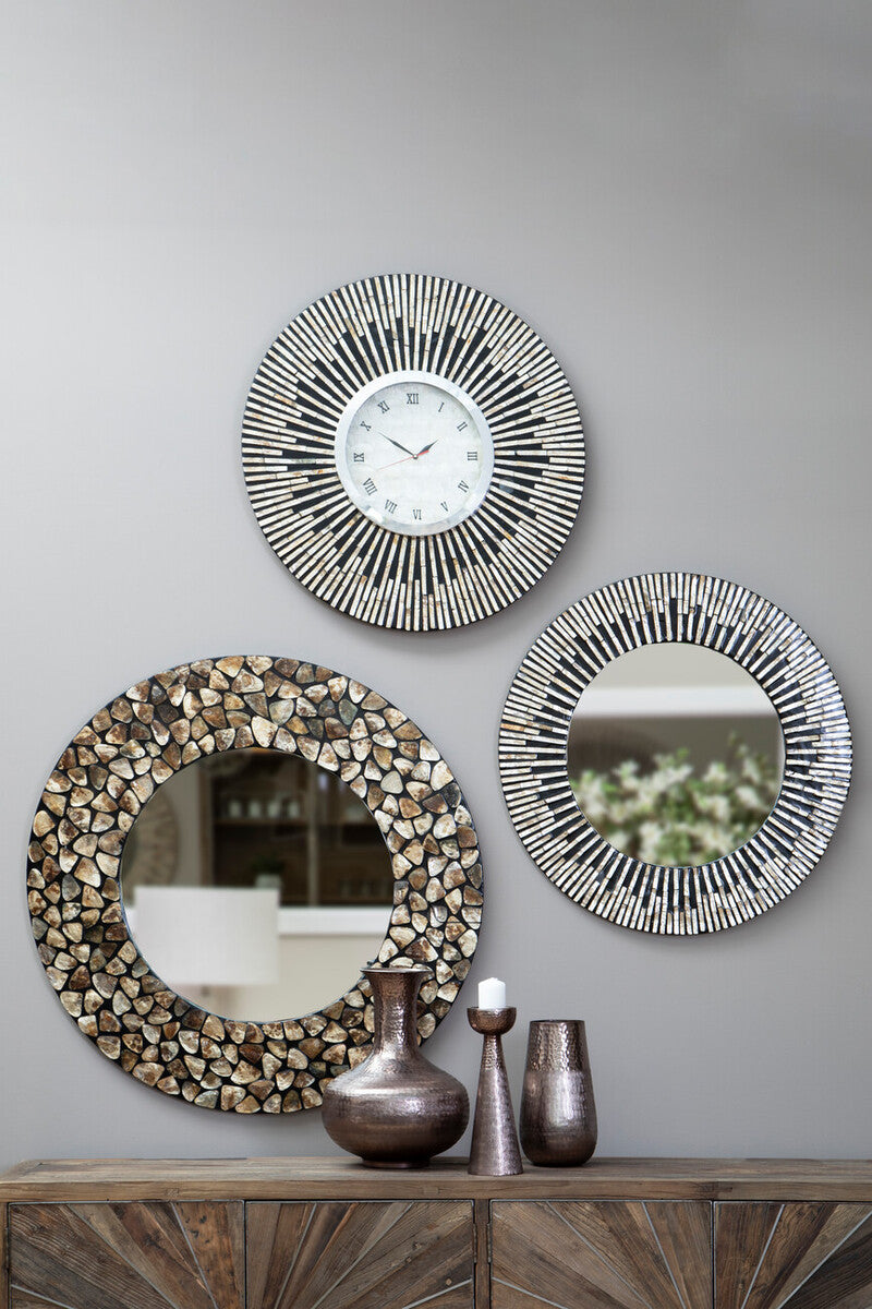 75cm Dia Black and Natural Shell Wall Clock | Palu
