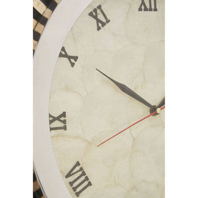 75cm Dia Black and Natural Shell Wall Clock | Palu
